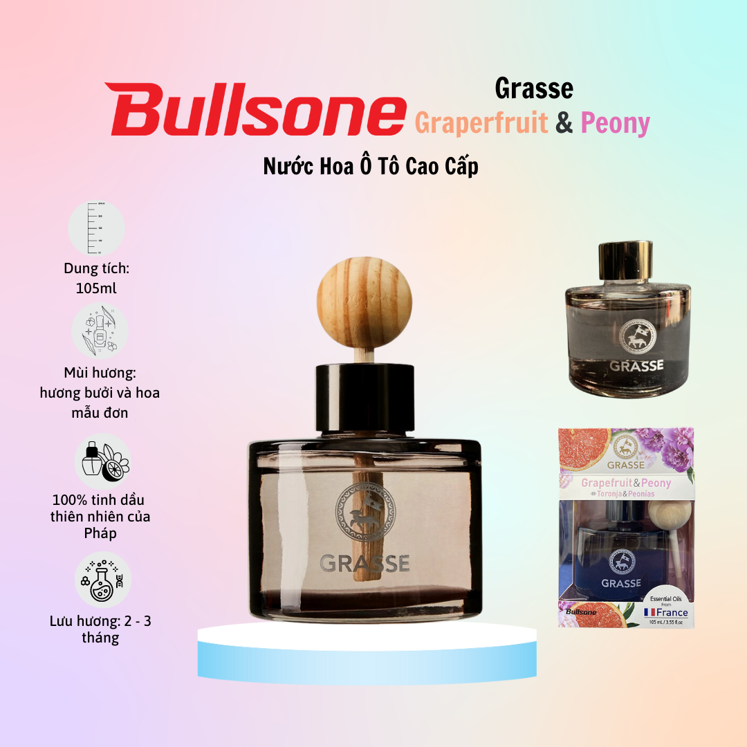 Nước Hoa Ô Tô Cao Cấp Bullsone Grasse Grapefruit & Peony /Grasse Blackberry & Cherry  - Nhiều Hương Lựa Chọn - Hàng chính hãng