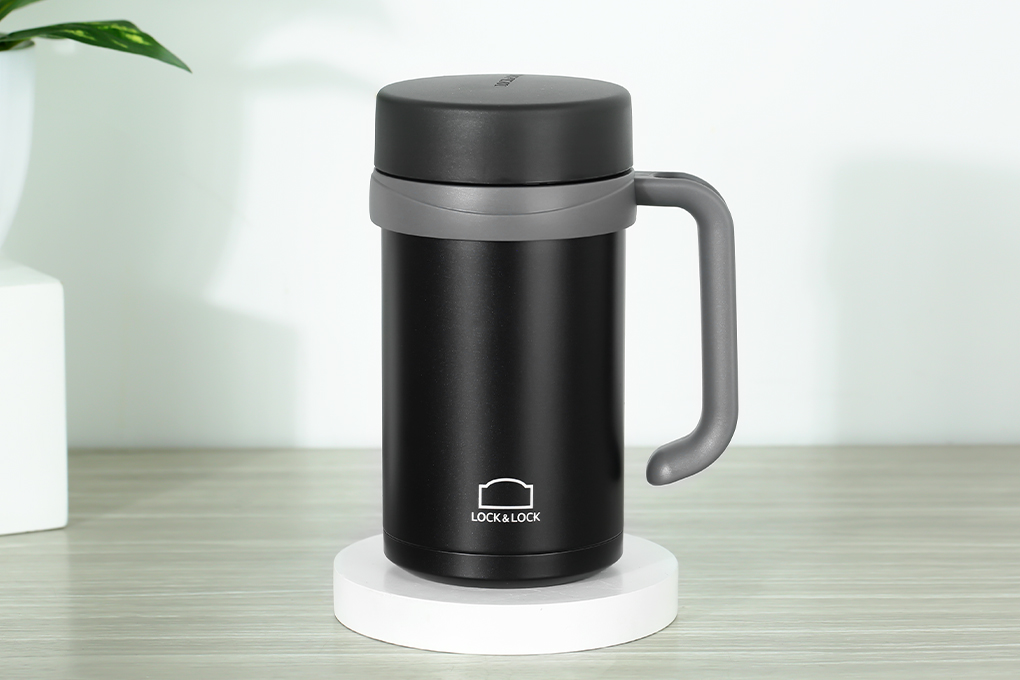 Bình Giữ Nhiệt Lock&amp;Lock New Basic Table màu đen LHC4026B 500ml - Hàng chính hãng, nắp bình 3 lớp tiện lợi - JoyMall
