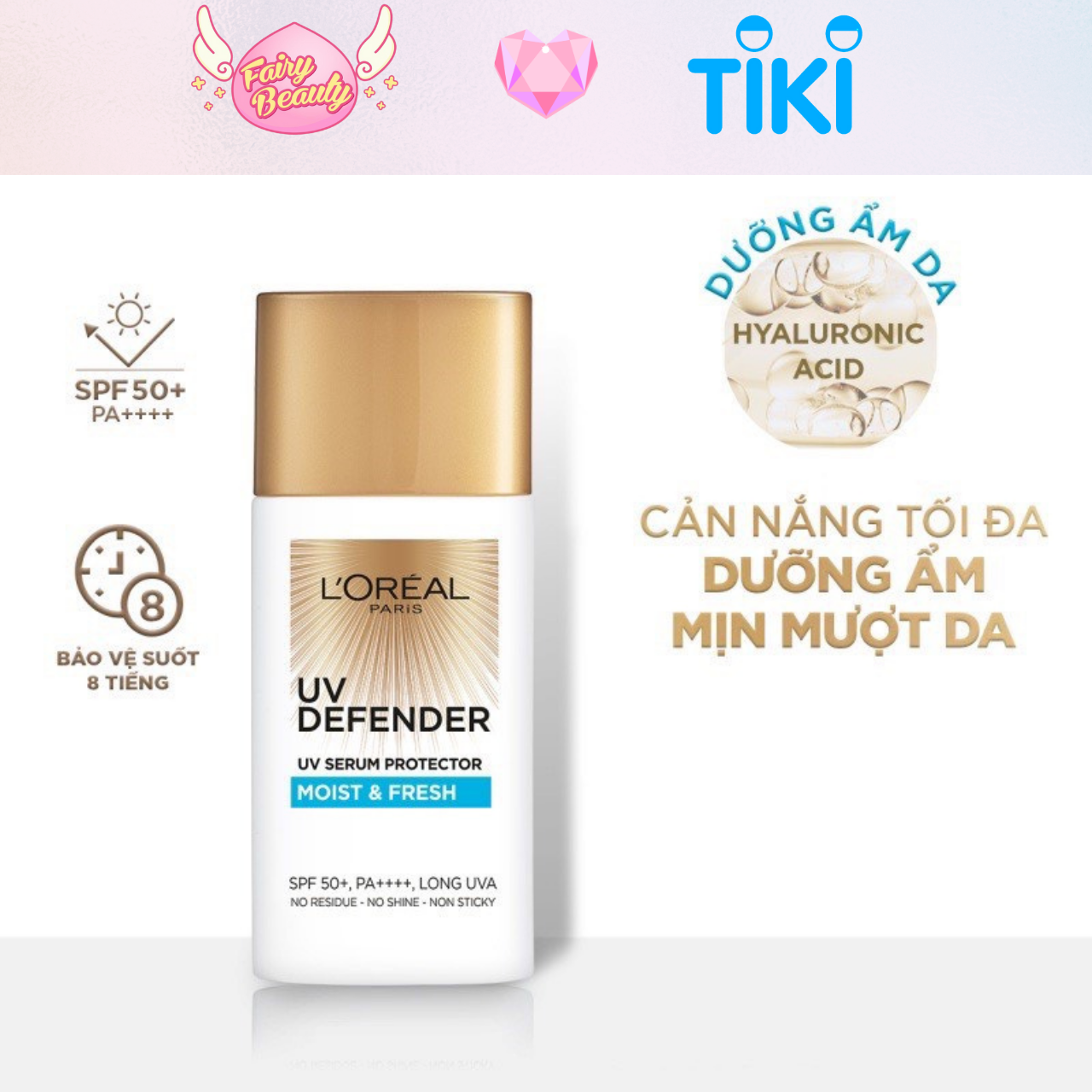 [L'OREAL PARIS] Kem Chống Nắng Dưỡng Ẩm Giúp Căng Mịn Làn Da UV Defender SPF 50+/PA++++ Moist &amp; Fresh 50ml