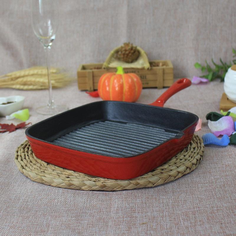 Chảo gang nướng bò bít têt, nướng BBQ tráng men cao cấp