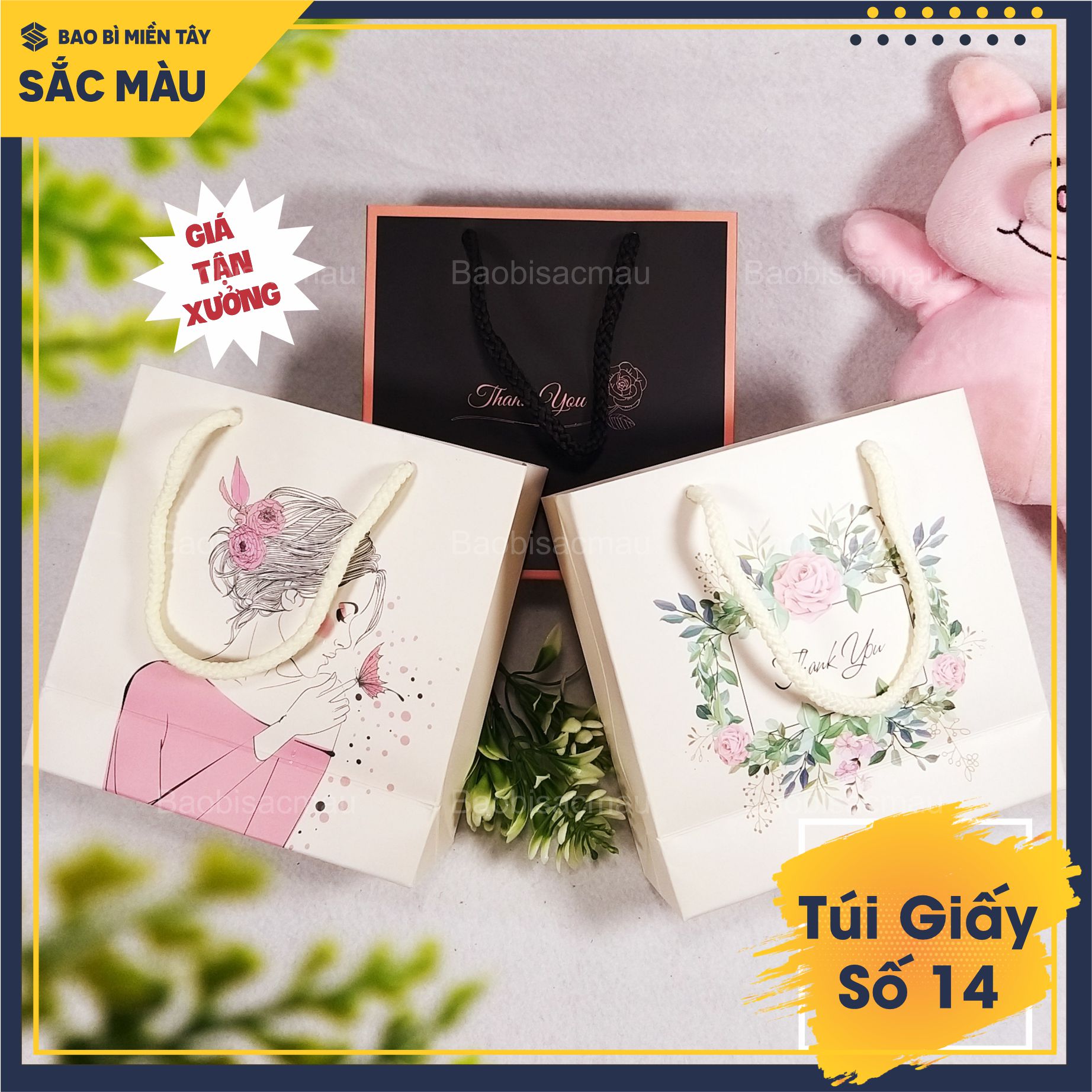 5 Túi giấy vuông- túi Thankyou đựng quà tặng, nước hoa, mỹ phẩm, phụ kiện.... - Túi giấy số 14