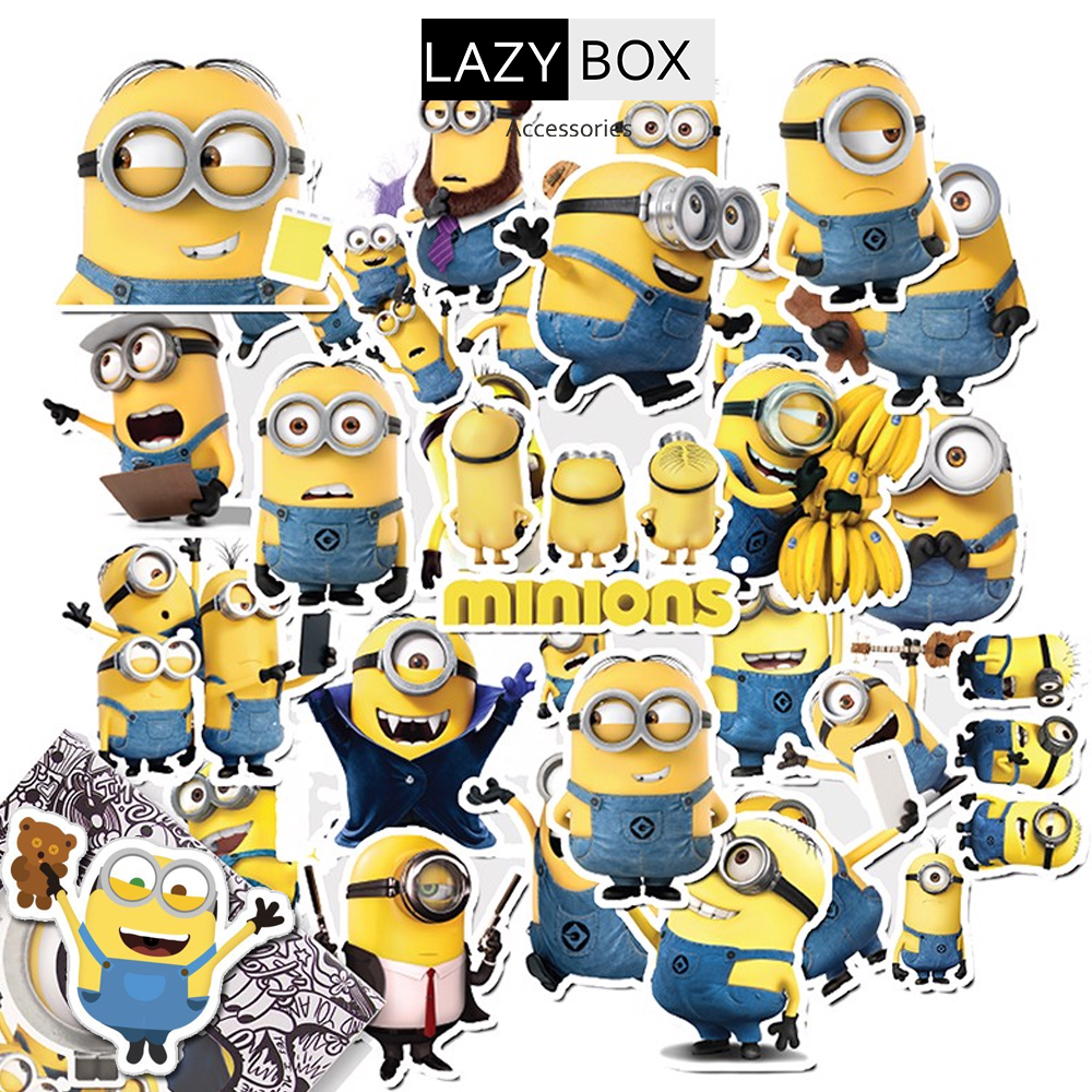 Bộ sticker MINIONS chống thấm nước trang trí mũ bảo hiểm, đàn, guitar, ukulele, điện thoại laptop