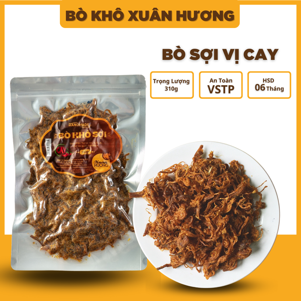 Khô bò khô sợi loại 1, thịt bò khô xé sợi vị cay Xuân Hương siêu ngon 310g