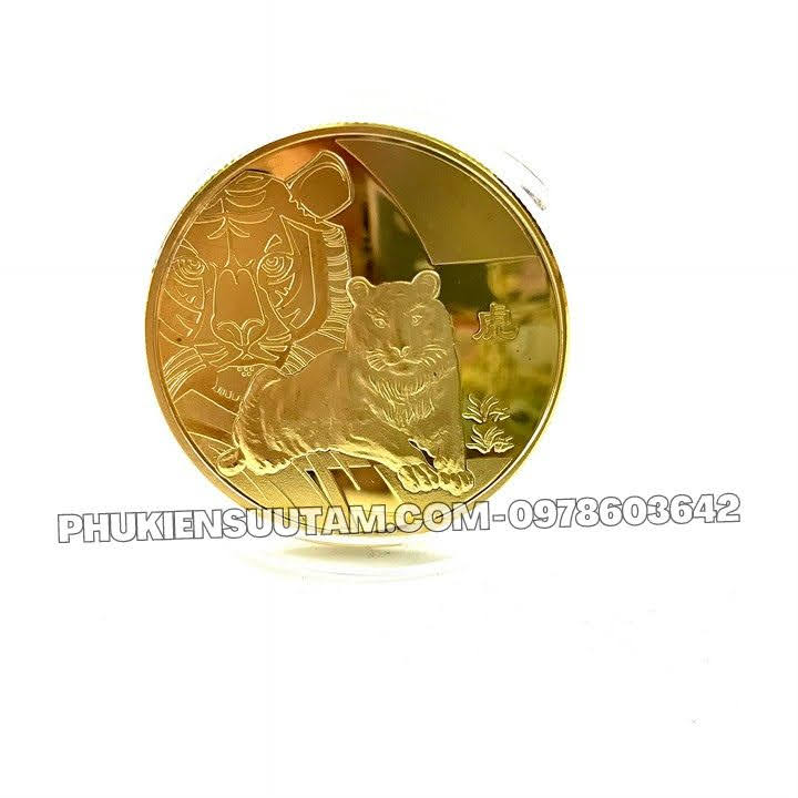 Xu 12 Con Giáp Tuổi Dần, đường kính: 4cm, màu vàng - SP005819