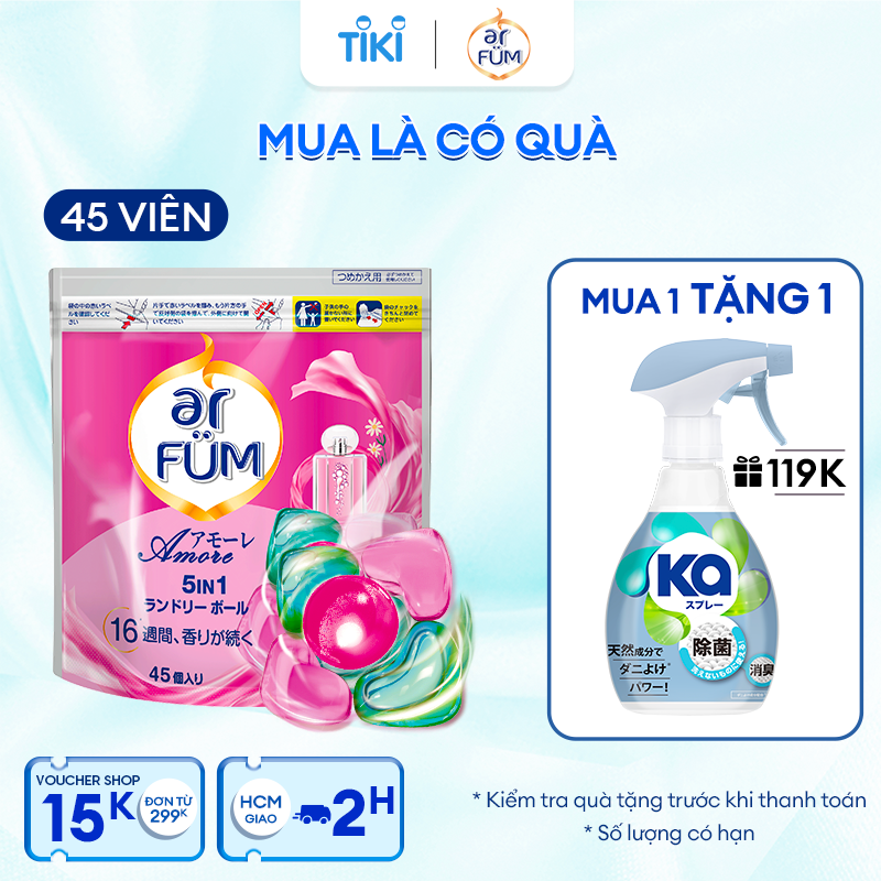 Viên giặt Quần áo arFUM 5 trong 1 MỚI thơm tinh dầu nước hoa, khử khuẩn 99% - 4 mùi hương