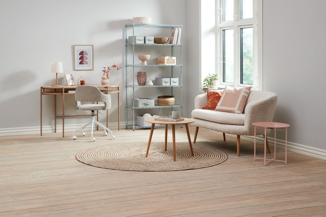 Ghế làm việc | JYSK Reerslev | vải polyester | vàng cát/trắng | R51xS59xC78/82cm