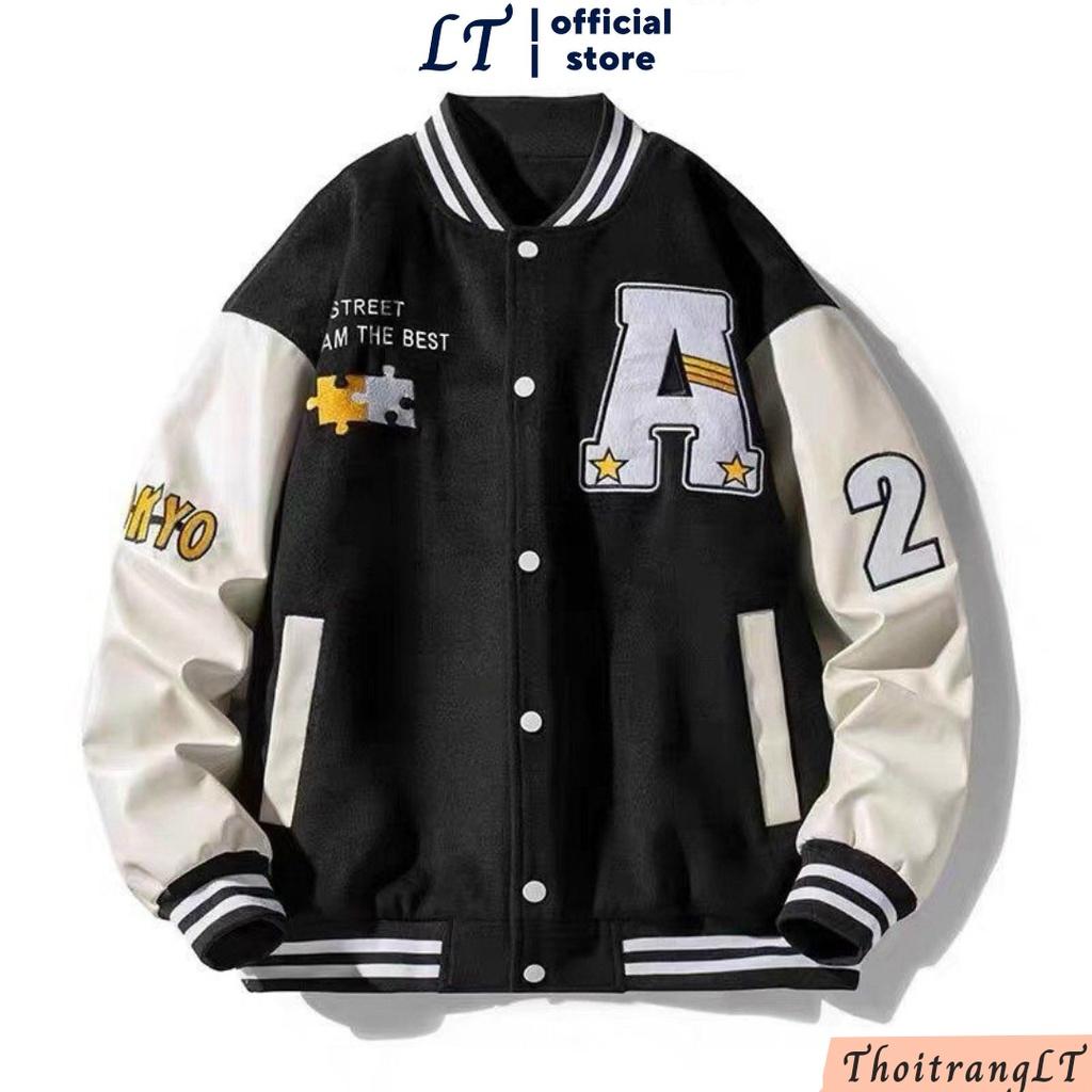 Áo Khoác Bomber Thêu Chữ A Form Rộng Unisex Chất Nỉ Bông feesize dưới 60kg - ThoiTrang
