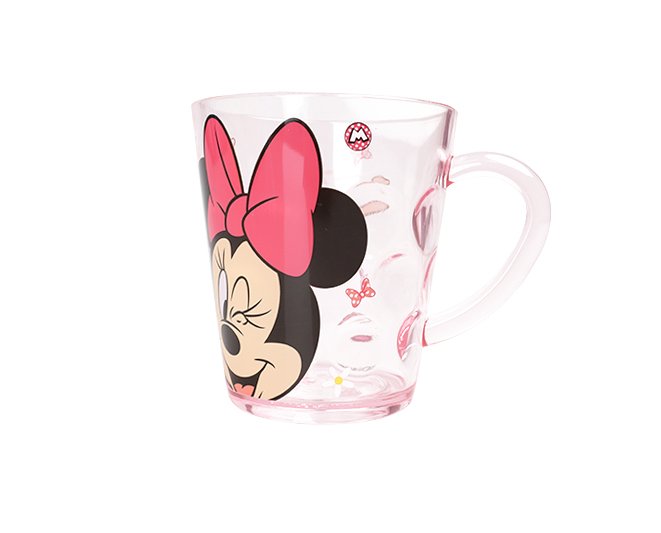 Ly quai cầm tay trong suốt hình chuột Minnie màu hồng siêu cute cho bé gái 260ml - 58VNDM2489