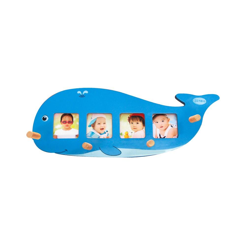 Móc gỗ treo đồ gắn tường hình cá voi, có khung gắn ảnh | Winwintoys 61372 | Hàng Việt Nam chất lượng cao