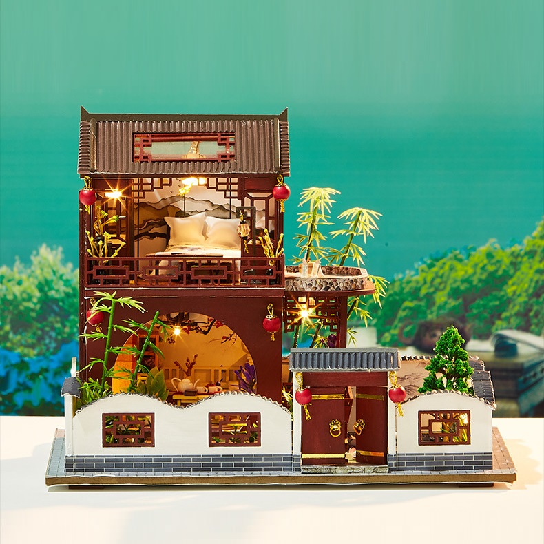 Mô hình nhà DIY Doll House Bamboo Meaning Palivion Kèm Mica Chống bụi