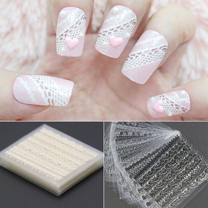 Bộ 10 tấm sticker dán móng ren Nail Art - Decal dán móng nghệ thuật