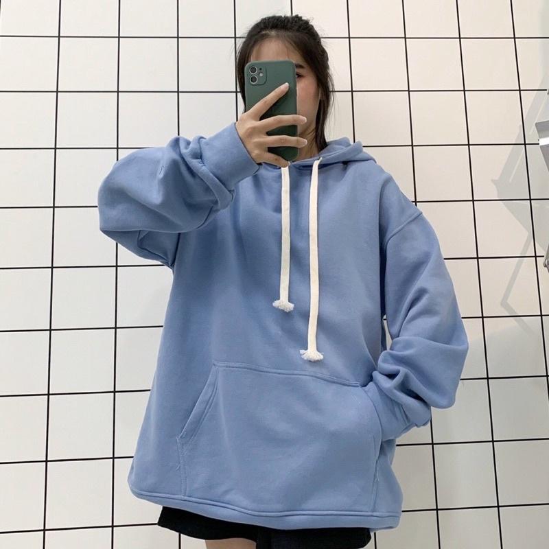 Áo Hoodie Trơn BASIC Form Rộng Vải Nỉ Cotton Lót Bông Unisex Ulzzang