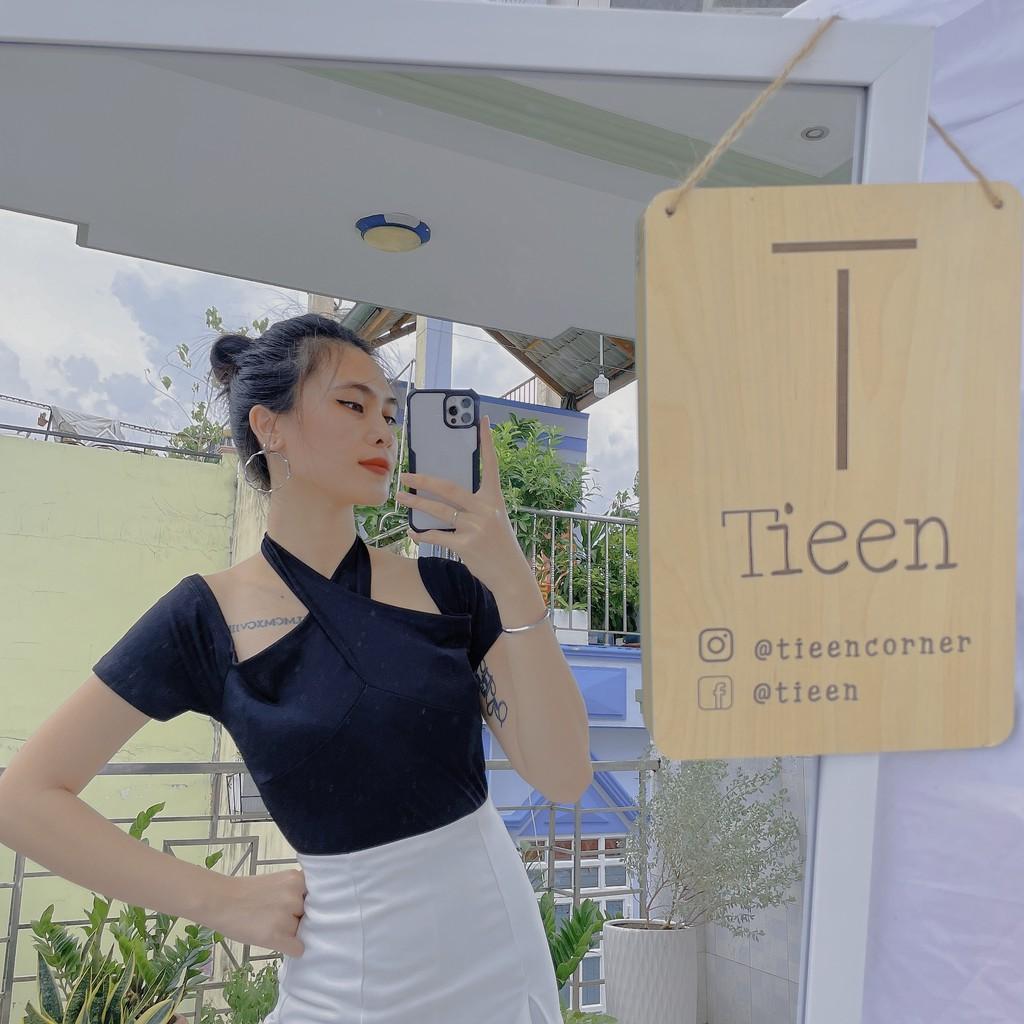 Áo croptop bẹt vai nơ buộc nhiều kiểu cá tính