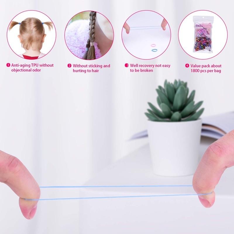 Set 200 Dây Chun Buộc Tóc Co Giãn Dễ Thương Cho Bé Gái