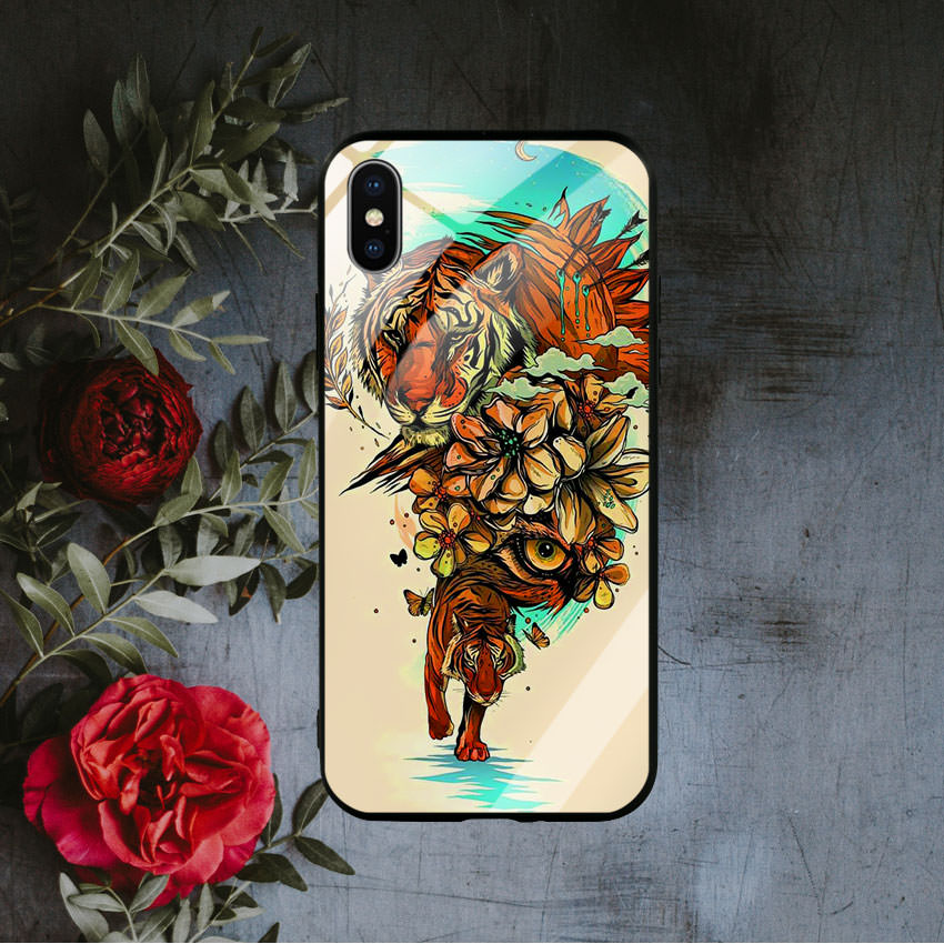 Ốp Lưng Kính Cường Lực cho điện thoại Iphone X / Xs - Tiger 05
