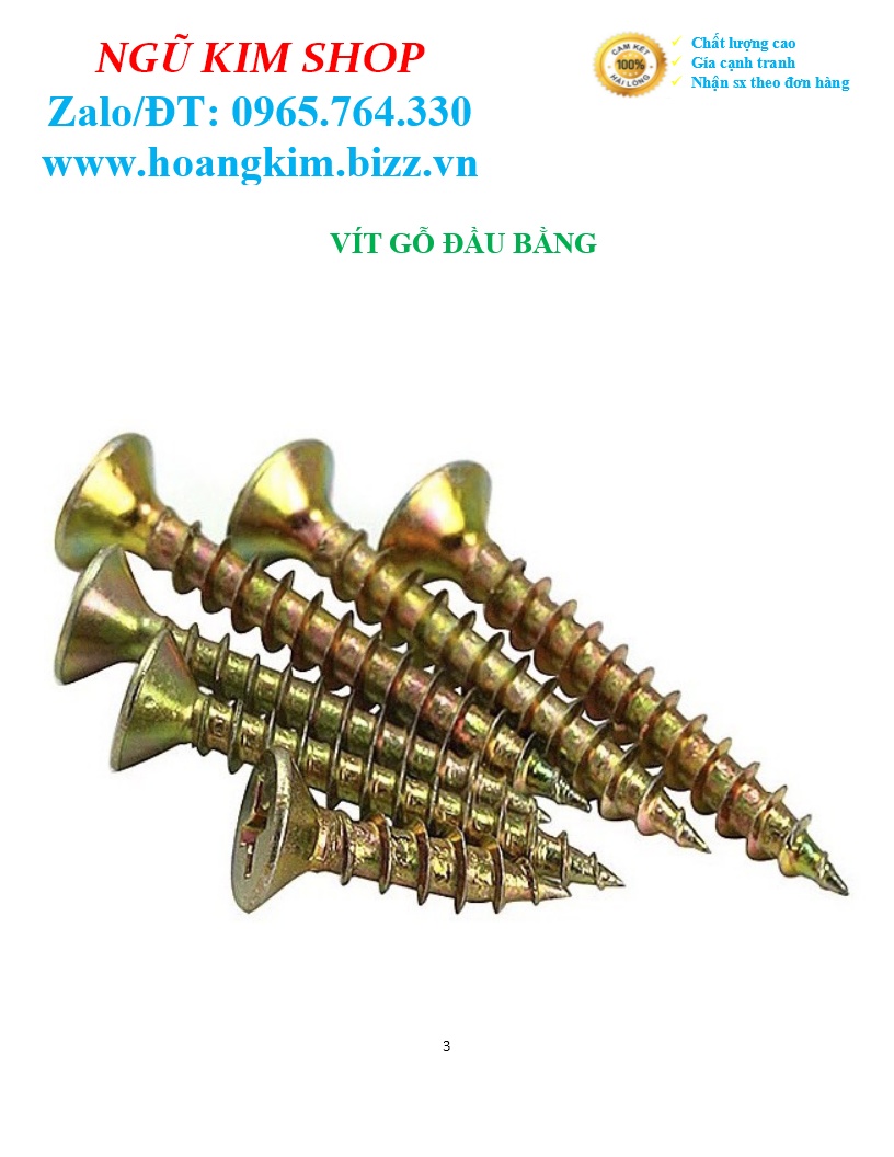 VÍT GỖ ĐẦU BẰNG M3, M3.5, M4