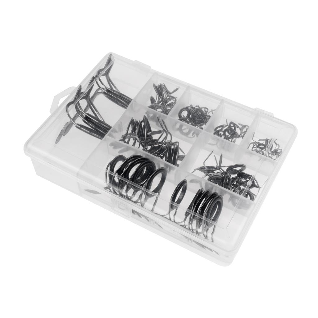 75Pcs Mixed Size Fishing Rod Rings Tip   Pole Repair Kit Line Guides Eyes