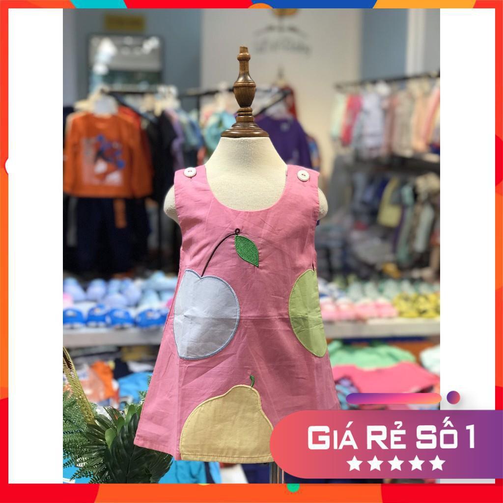 Váy thêu táo size 1-8T, cài cúc vai