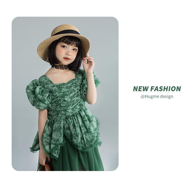 Cô gái lolita công chúa ăn mặc măng tây bong bóng bóng tay áo cô gái ăn mặc trẻ em han fan