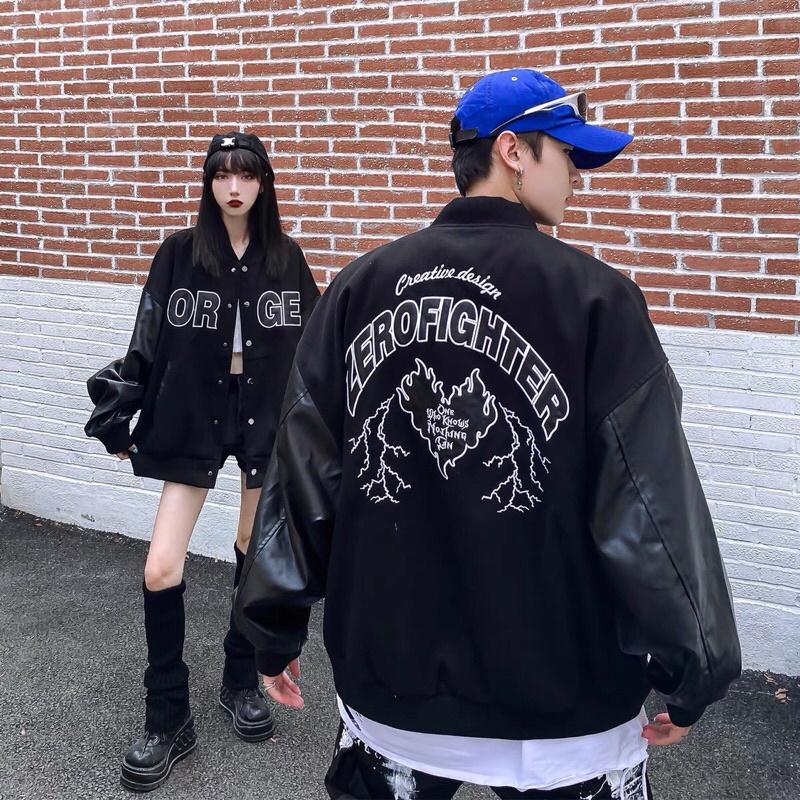 ️HÀNG HOTÁo khoác varsity kaki FOR GET phối tay da HOT 2022
