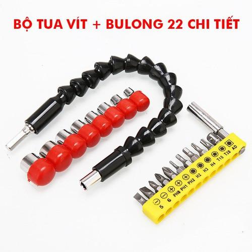 Bộ phụ kiện máy khoan 22 chi tiết -siết bulong-đầu vít-dây nối dài chuyển hướng