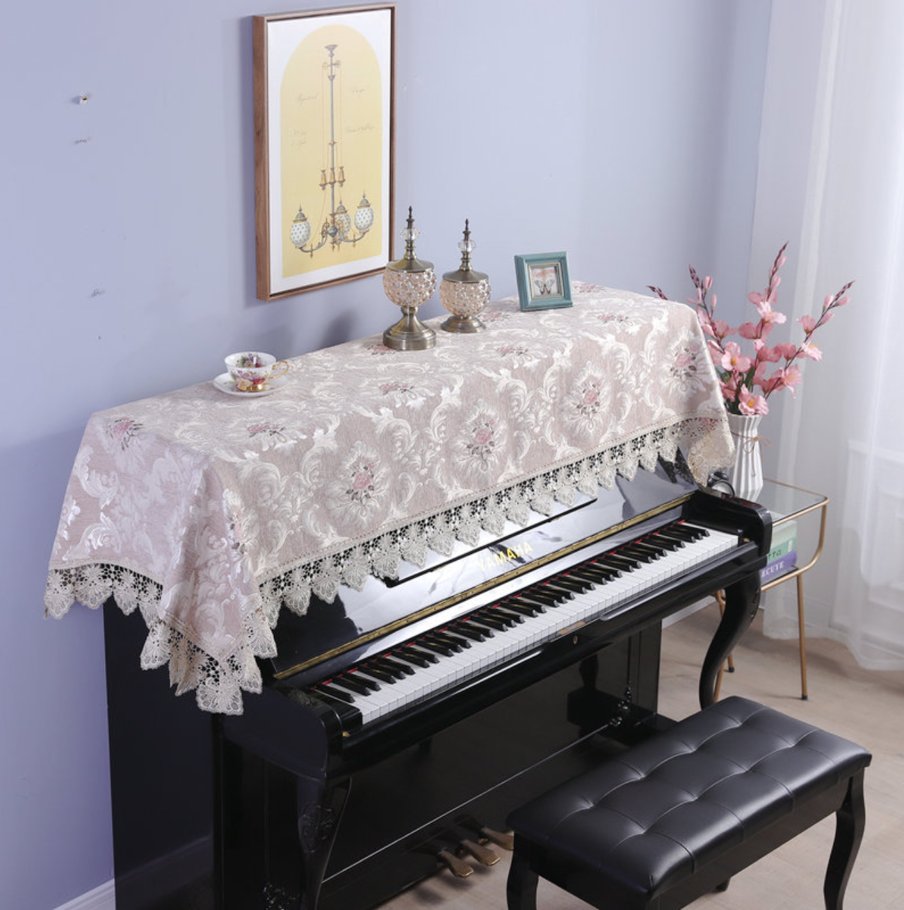 Khăn phủ đàn piano cơ đàn piano điện tử 88 phím phong cách Châu Âu cổ điển sang trọng chống bụi chống xước - Hàng chính hãng