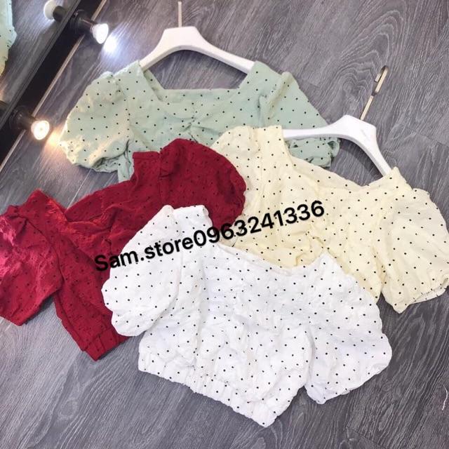 Áo croptop chấm bi chất đẹp