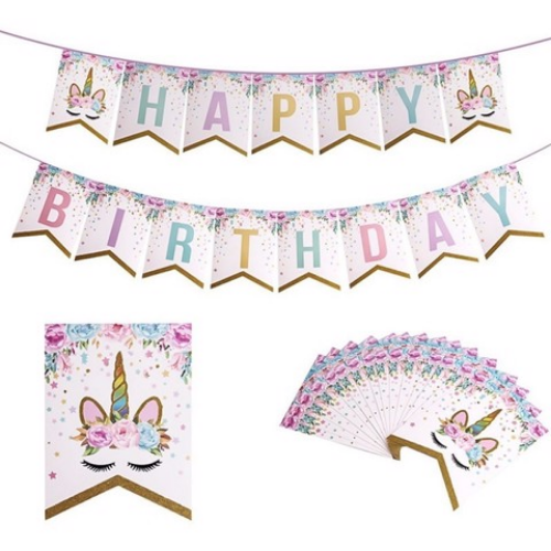 Dây cờ happy birthday Unicorn Birthday Banner upkp32