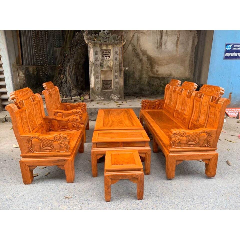 Bộ bàn ghế Âu Á tay Voi đặc gỗ Gõ Đỏ