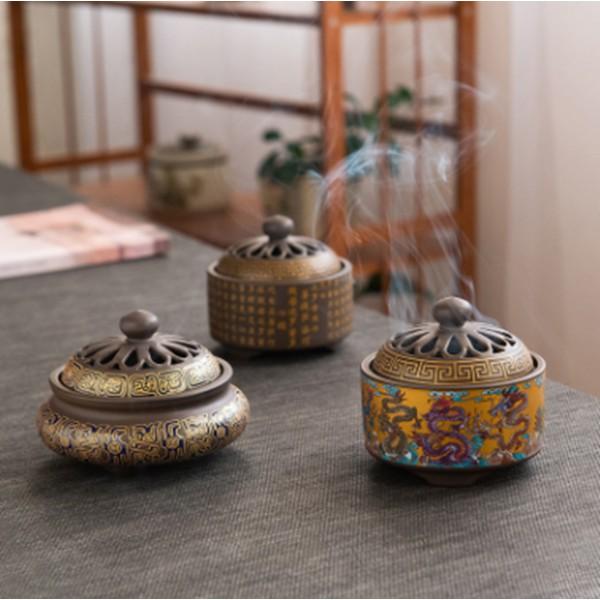 Lư xông Nụ Trầm Trụ nâu RỒNG cao cấp 10cm