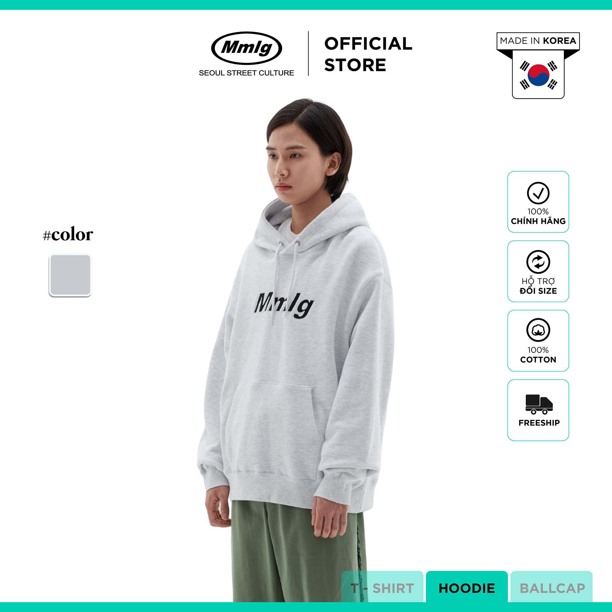 Áo tay dài Mmlg Only Mg Hood (Ash Grey) - Áo Hoodie Sweater cho nam, nữ, unisex