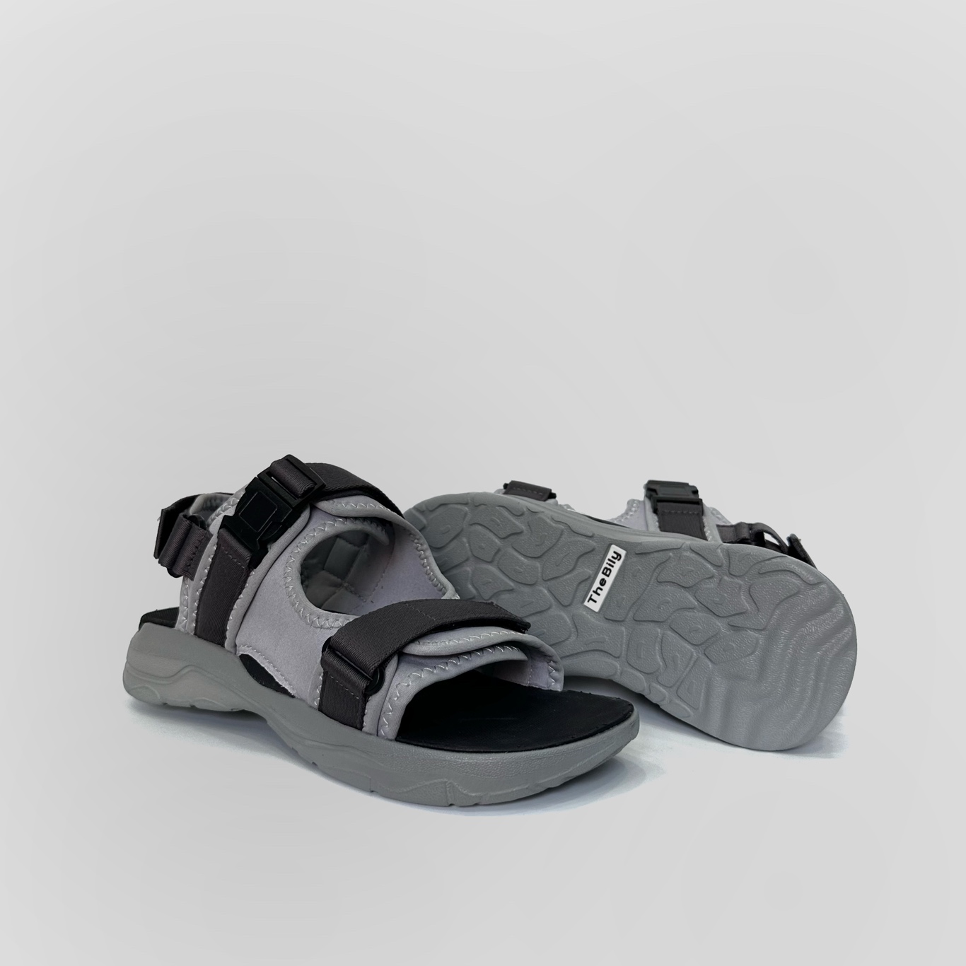 Giày Sandal Nam Nữ Unisex The BiLy Quai Ngang Dây Dù Đế IP Siêu Êm Nhẹ Đế Xám Màu Xám- BLDX07