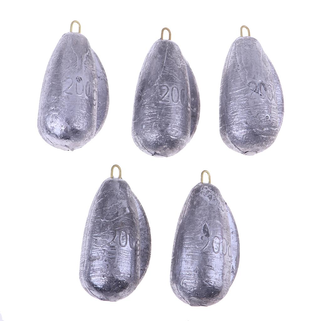 Pack of 5 Fishing Lead Weights Sinkers with Hook Carp Fishing Tackle