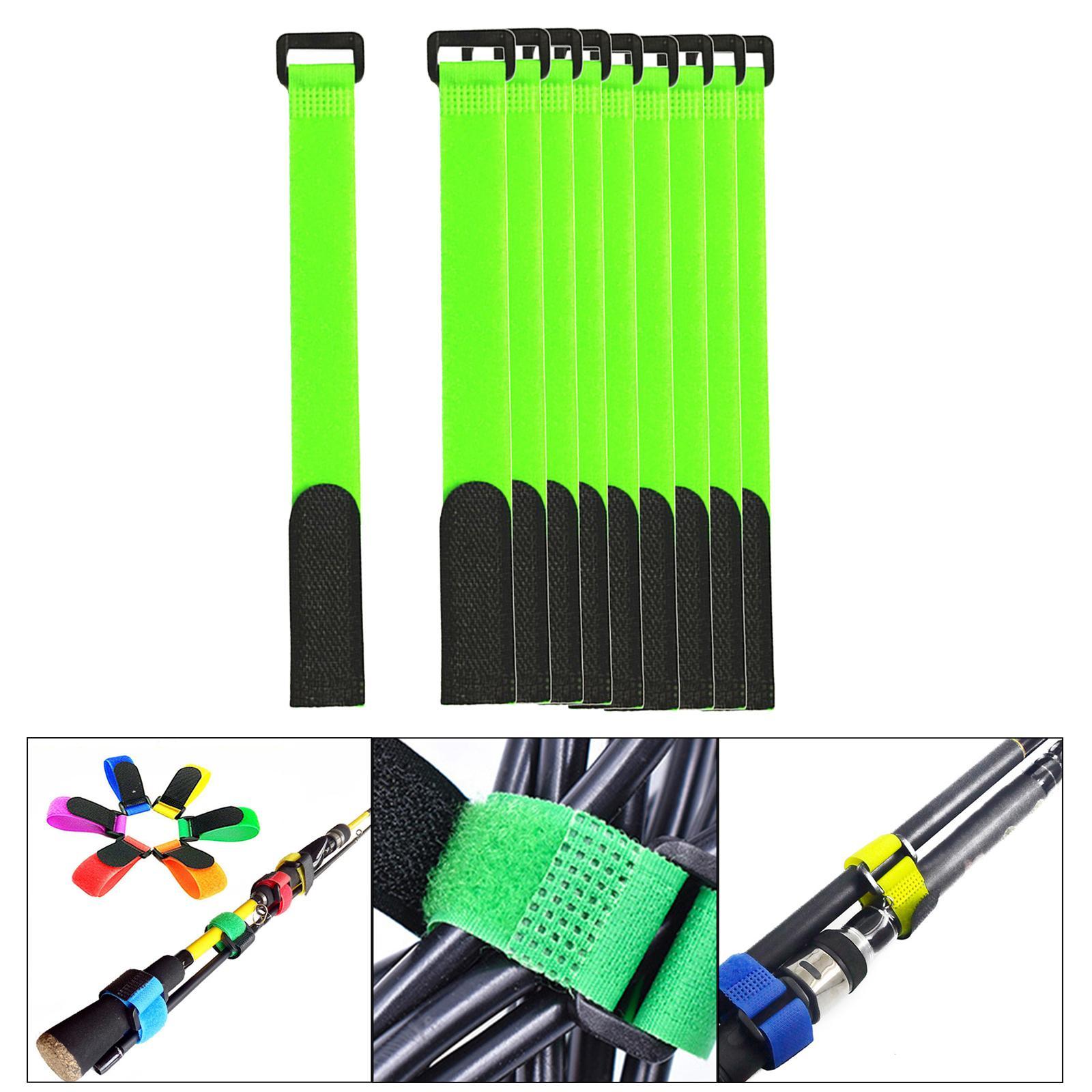 2x Set of 10 Fishing Rod Wrap Pole Straps, Elastic Nylon Fishing Rods Belt Ties Webbing with Loop Compression Bag Backpack Luggage Straps Band