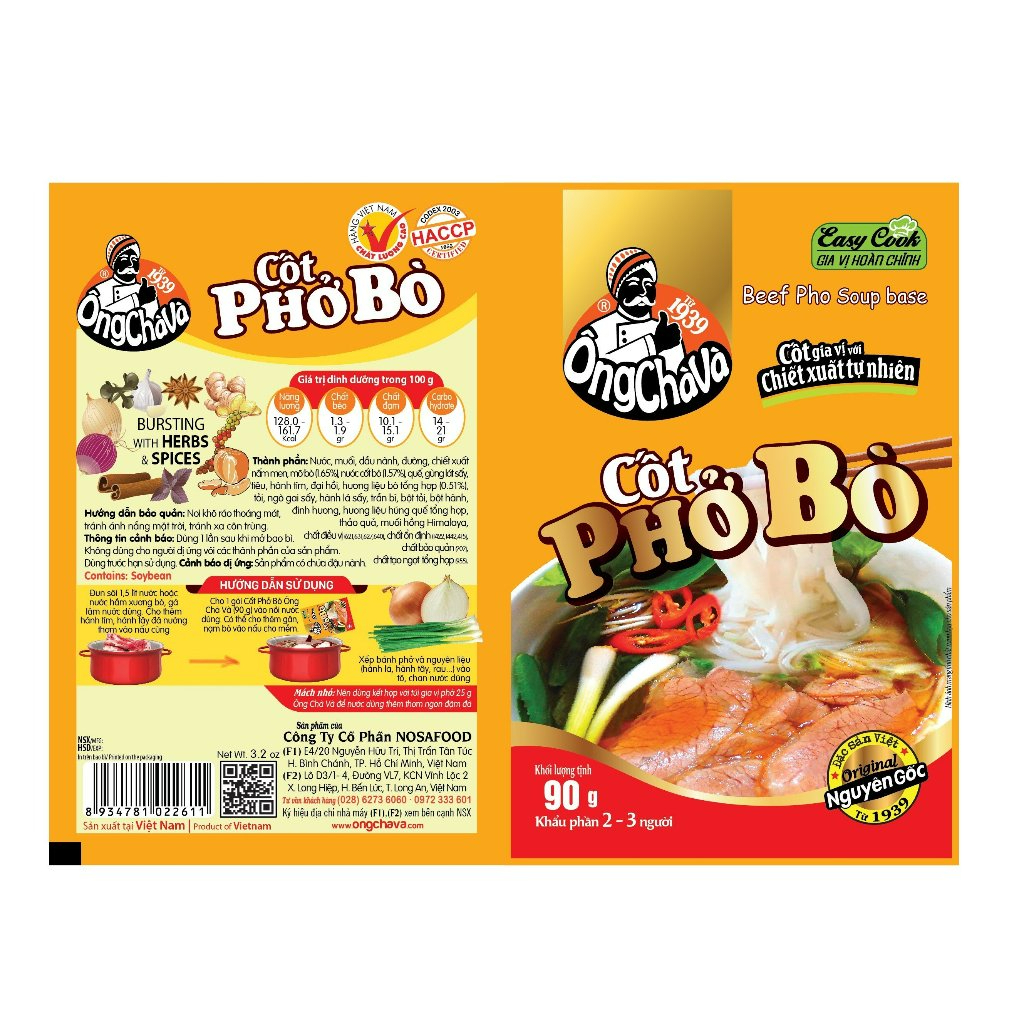 Combo 5 Gói Cốt Phở Bò Ông Chà Và 90g (Beef Pho Soup Base)