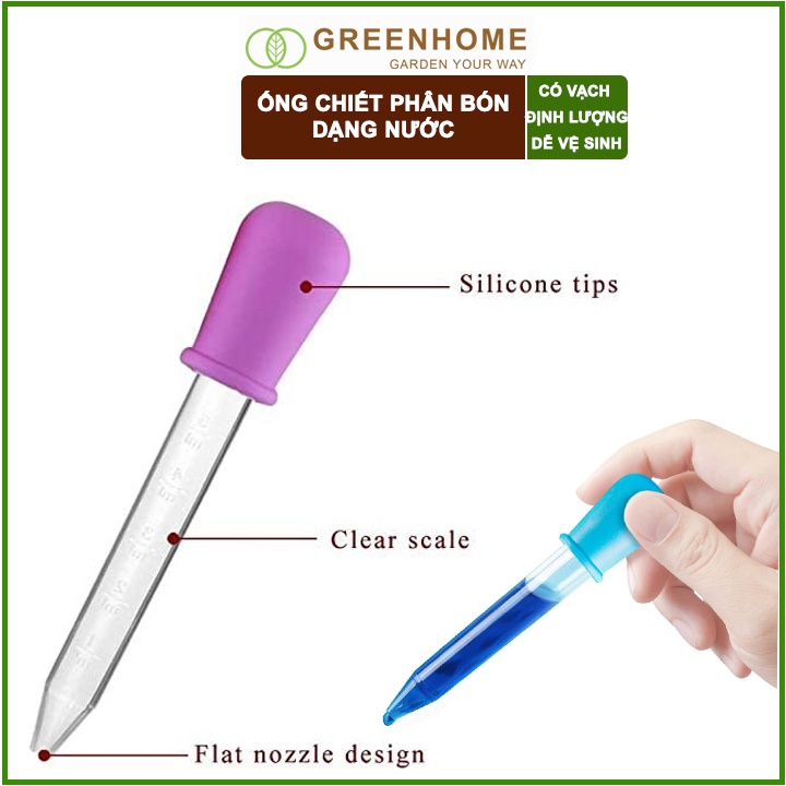 Ống Pipet GreenHome, 5ml, D15cm, Chiết Phân Bón Dạng Nước, Có Vạch Định Lượng, Đa Năng, Tiện Dụng