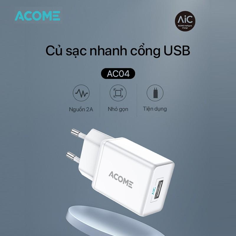 Cốc Sạc Nhanh ACOME AC04, Công Suất 10W - Hàng Chính Hãng