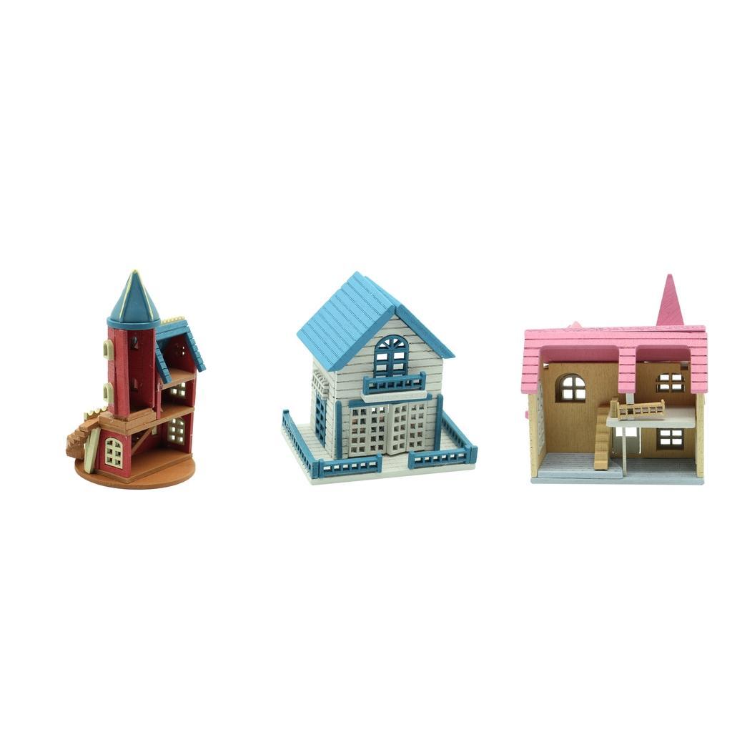 Wonderful DIY Handcraft Miniature Wooden Dolls House Gifts Pink
