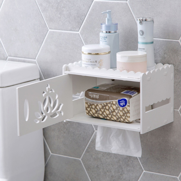 Hộp đựng giấy nhà vệ sinh có kệ đựng vật dụng
