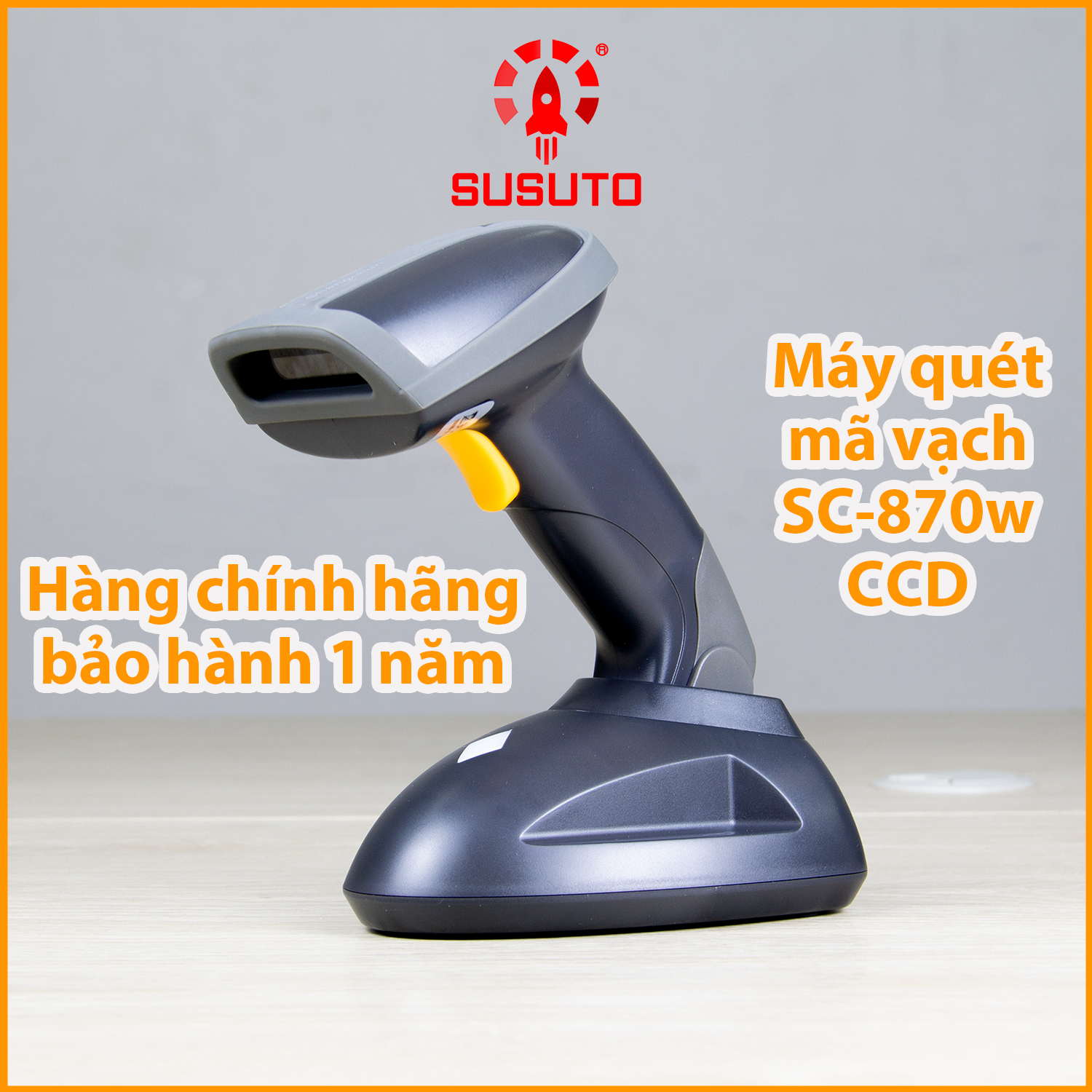 Máy quét mã vạch cầm tay không dây đơn tia CCD 1D SC-870W (Hàng chính hãng)