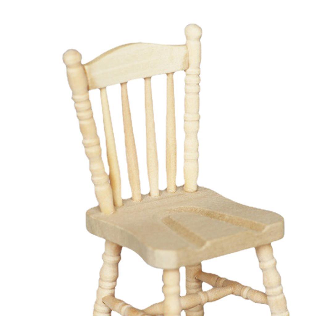 1:12 Scale Dollhouse Miniature Wooden Dining Chair Dollhouse Accessories