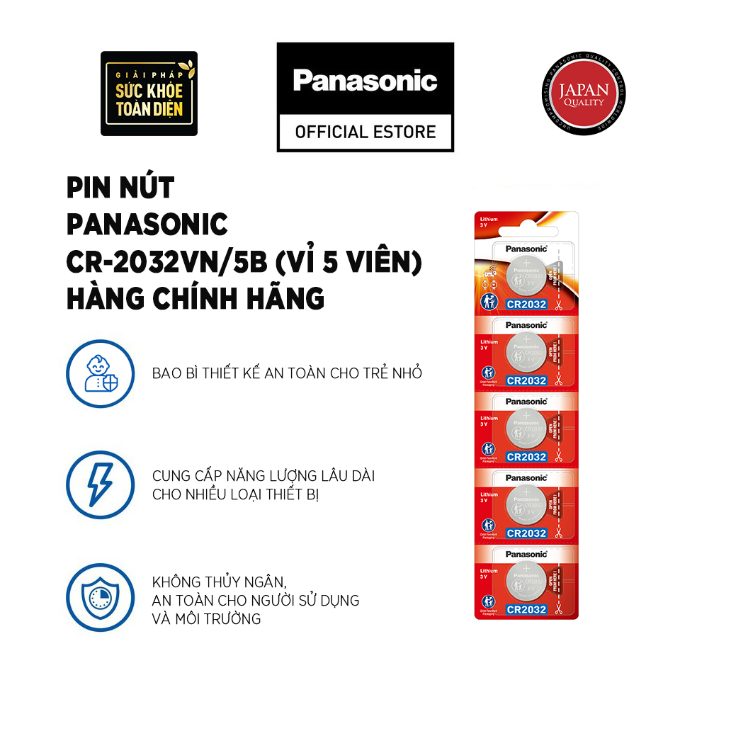 Pin nút Panasonic CR-2032VN/5B - Hàng chính hãng