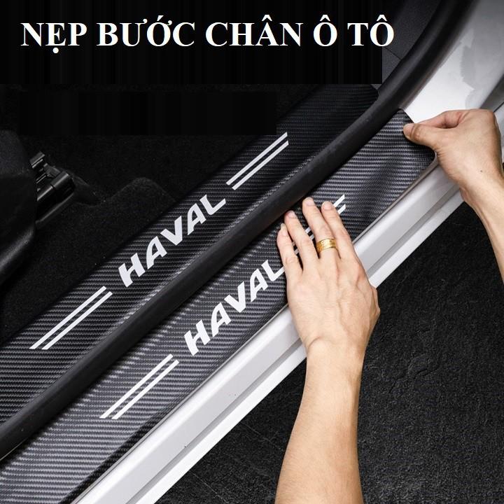 Combo 4 Nẹp carbon, miếng dán carbon chống trầy bước chân cửa ô tô ĐỦ LOGO XE DÙNG CHO TẤT CẢ CÁC DÒNG XE