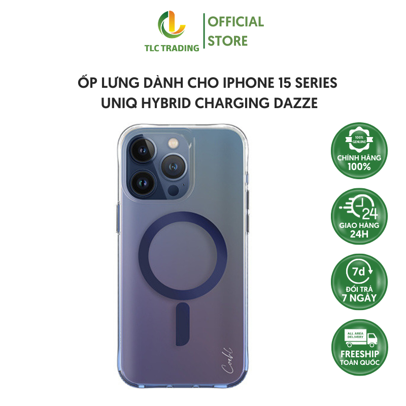 Ốp lưng dành cho iPhone 15 Pro/15 pro max UNIQ Hybrid Magclick Charging Dazze - hàng chính hãng