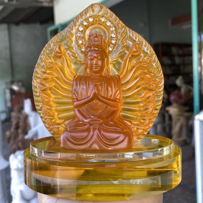 Tượng Quan Âm Lưu Ly Vàng 2 mặt - Trang Trí TapLo Ô Tô