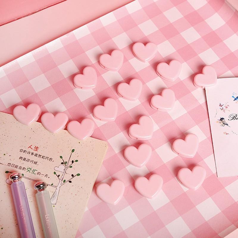 Kẹp giấy thiết kế hình trái tim màu hồng nhỏ gọn tiện dụng dễ thương [Q272