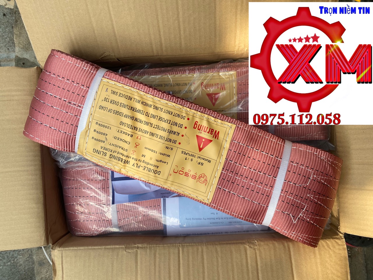 Dây cáp vải cẩu hàng 6 tấn dài 4 mét bản 150mm hệ số 5:1