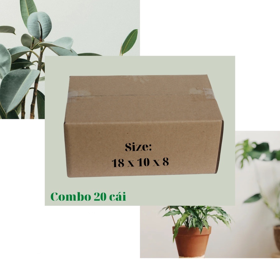 Combo 20 Hộp Bìa Đóng Gói Hàng Làm Bằng Carton Cứng Cáp Kích Thước 18x10x8cm