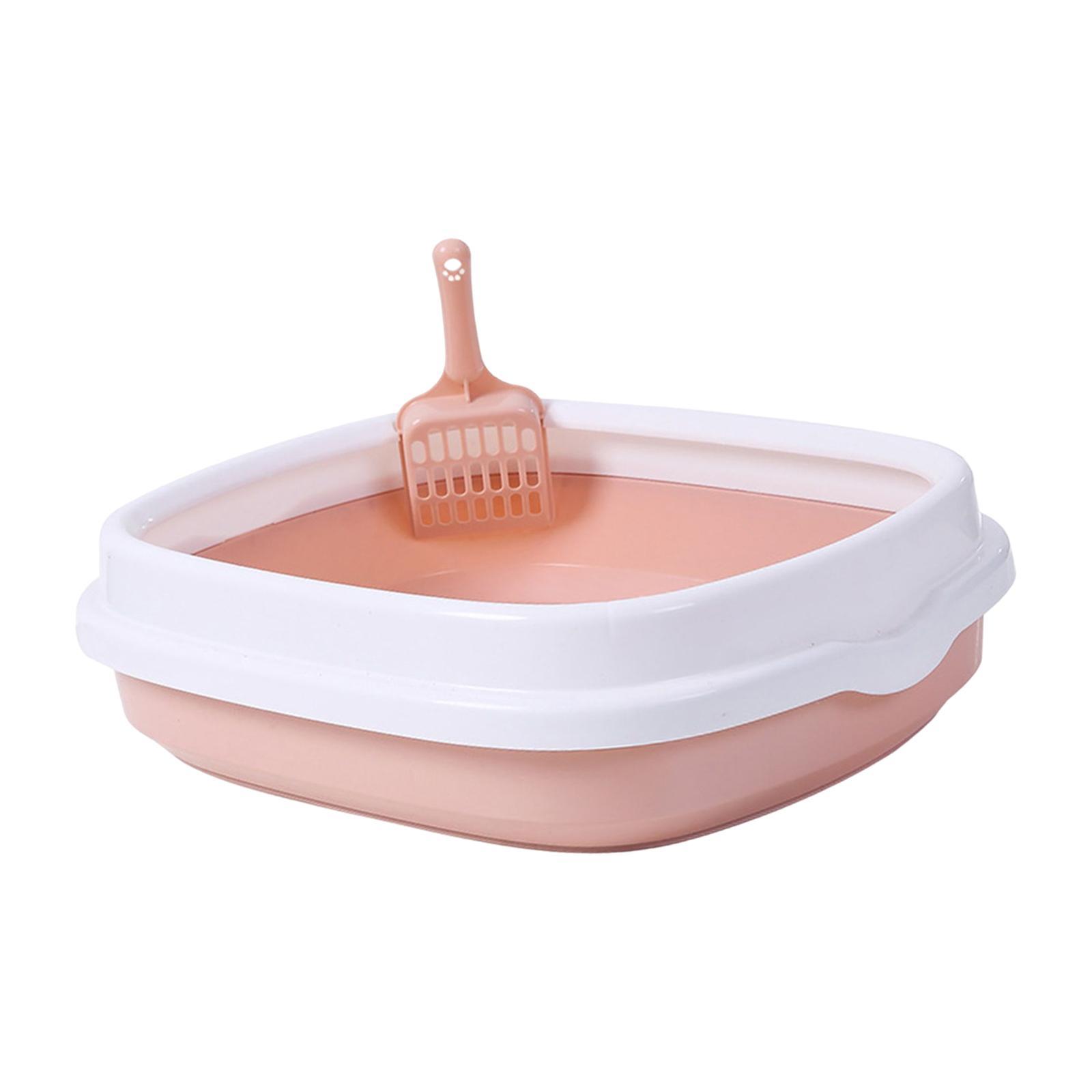 Semi Open Kitten Cat Litter Box, Tray Sand Box Detachable with Surrounded Top Frame Toilet for Travel