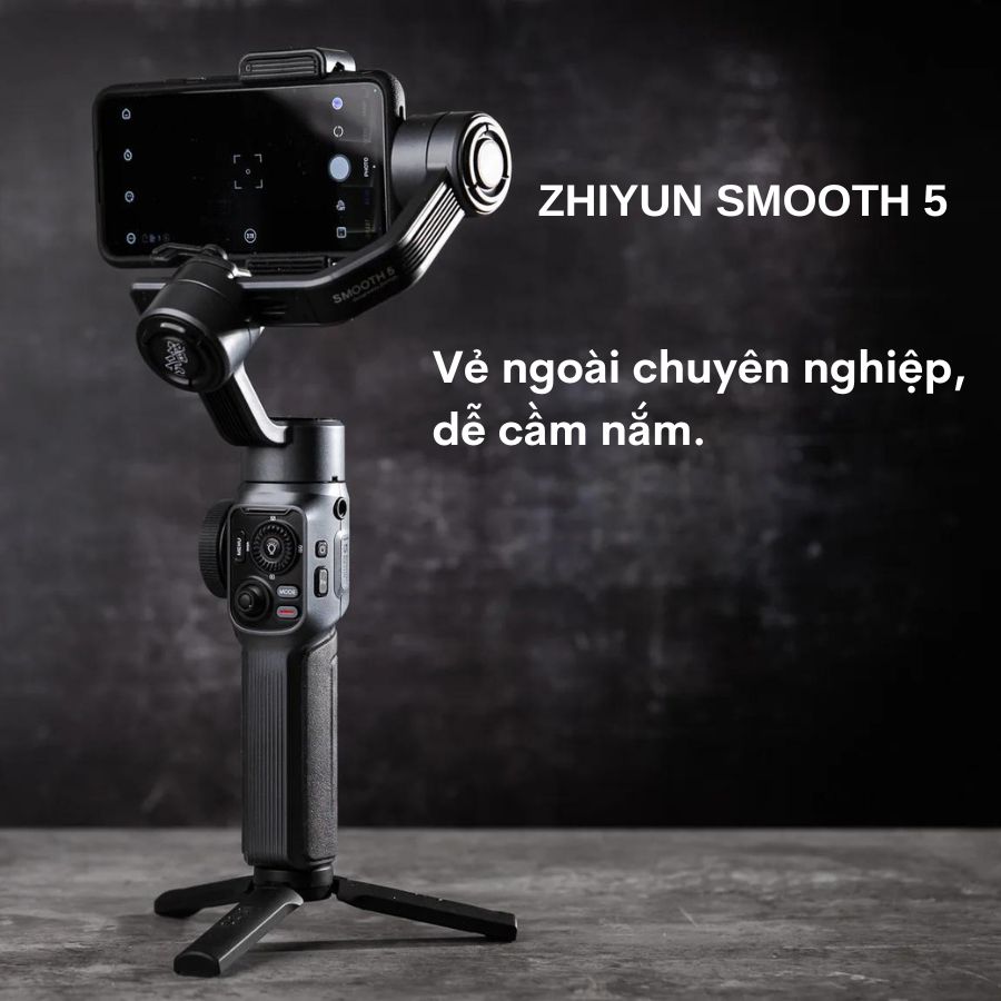 Tay cầm chống rung Gimbal Zhiyun Smooth 5 cho điện thoại - Hàng nhập khẩu